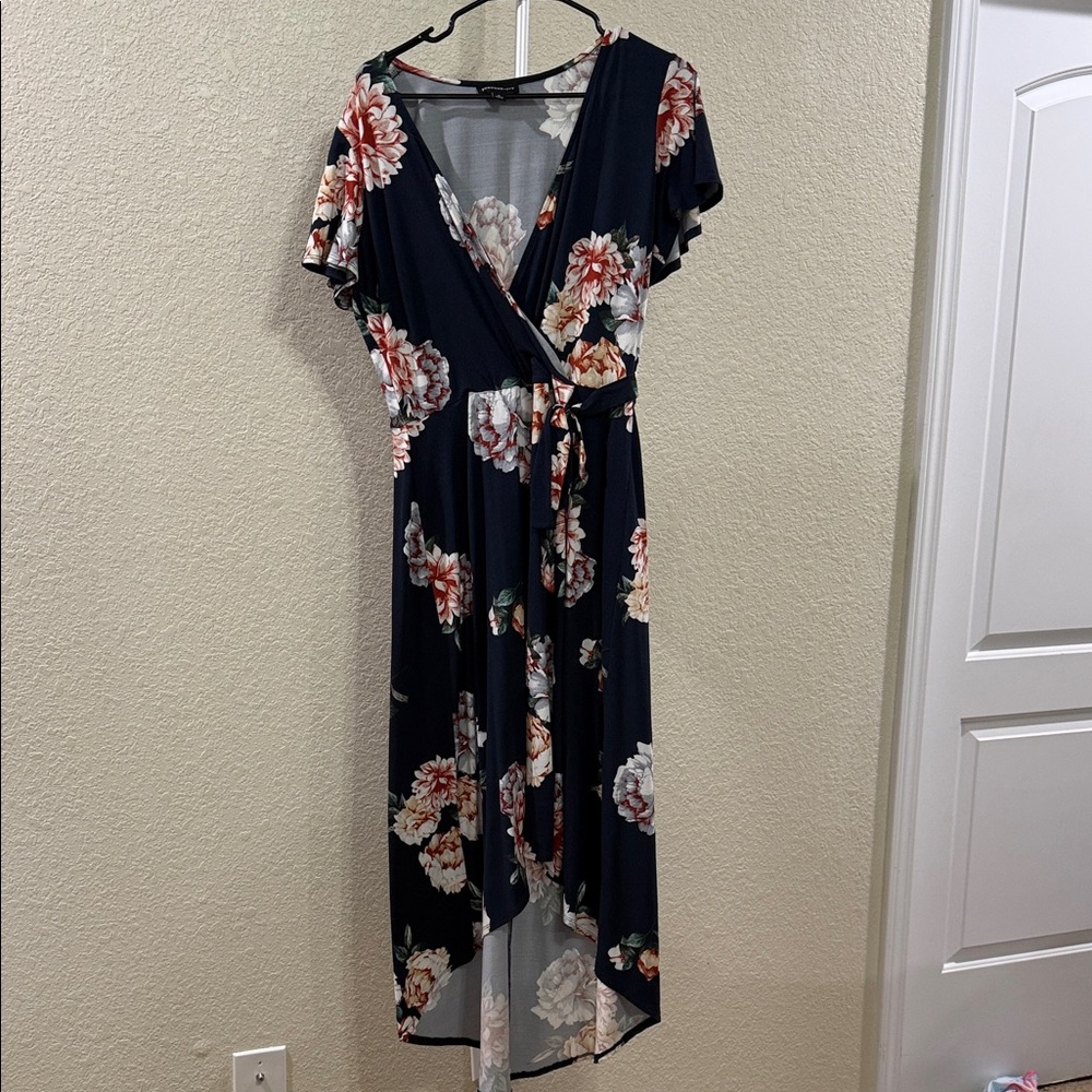 Navy Floral High Low Dress